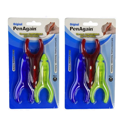 PenAgain Original 3 Pack Pens - Red, Blue, Green or Neon Green, 6 Count value