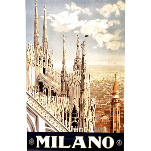 Poster Foundry Duomo di Milano Italian Cathedral Church Italy Vintage Travel Cool Wall Art Print Poster 12x18