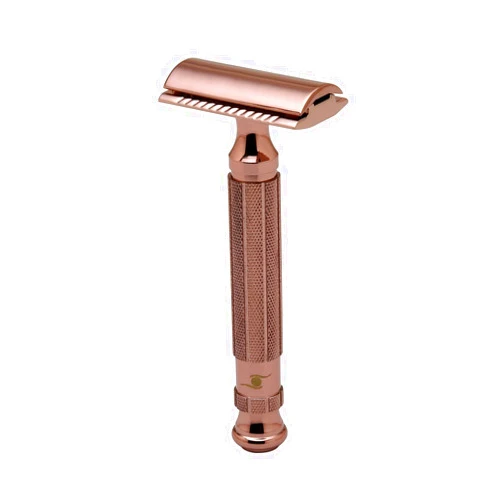 Pearl Shaving Double Edge Close Comb Safety Razor made with Brass metal- Double Edge Safety Razor | Heavy Duty Handle | 5 Premium Platinum Stainless Steel double edge Razor Blades | Close & Clean Shaving Razor for Men (L-55C) (Blush Wine)