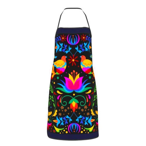 Senheol Mexican Floral Aprons, Waterproof Adjustable Mexican Apron for Kitchen Bbq with 2 Pockets, Mexican Gift for Women Men