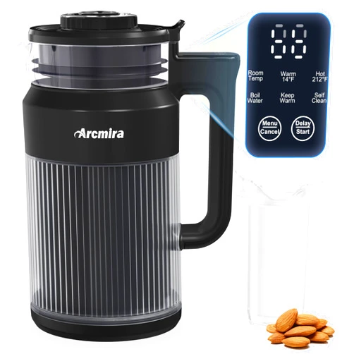 Arcmira Automatic Nut Milk Maker, 27oz(800ml) Homemade Almond, Oat, Coconut, Soy, Plant Based Milks and Non Dairy Beverages, Soy Milk Maker Machine with Delay Start/Keep Warm/Self-Cleaning/Boil Water