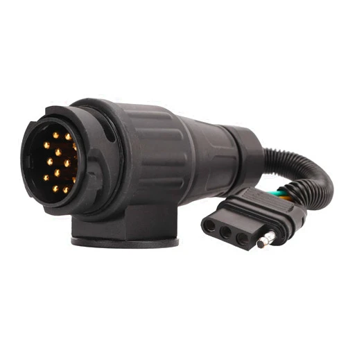 AOWINHIT RV Trailer Plug Adapter - 13 Pin EU Round to 4 Pin US Flat Converter for European to Trailer Conversion