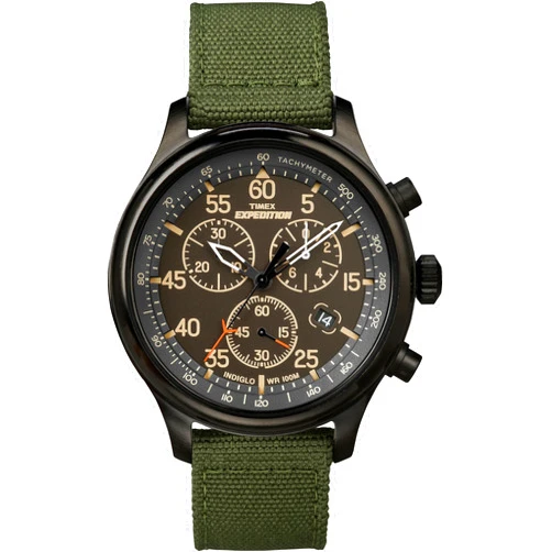 Timex Men's Expedition Field 43mm Watch - Brown Strap Black Dial Gunmetal Case