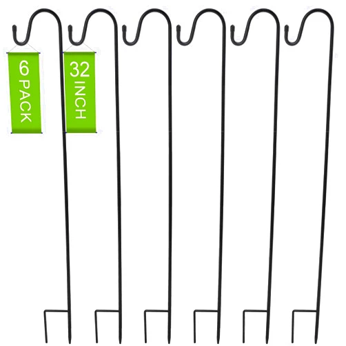Suzile 6 Pcs Shepherds Hooks for Outdoor 32 Inch Adjustable Bird Feeder Pole Metal Garden Planter Stakes Shepherds Hooks for Bird Feeders, Plant Baskets, Solar Lights, Christmas Decor, Lanterns