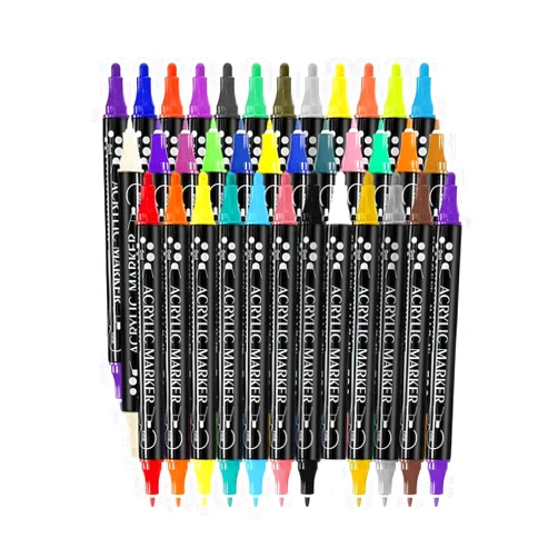 JUN-ELECTRON 72 Color Acrylic Paints Pens, 36Pcs Dual Tip Paint Markers With Dot Tip and Brush Tip for Rock Painting