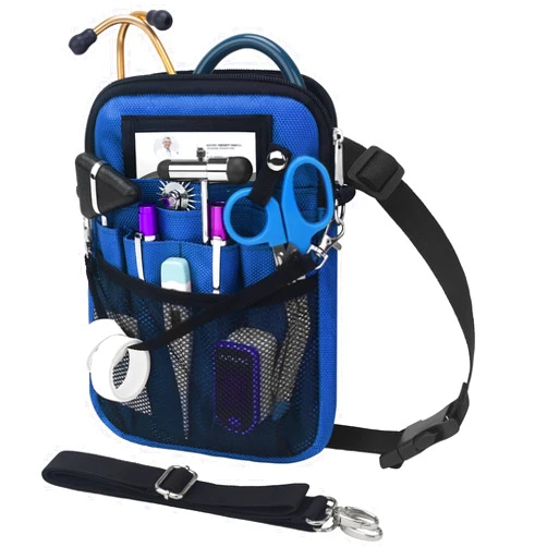 BOVKE Nurse Fanny Pack with Medical Gear Pockets, Tape Holder, Medical Bag Nurse Waist Pouch Organizer with Extra Space for Stethoscopes, Bandage Scissors and More Emergency Supplies, Blue