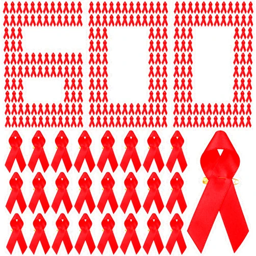 Yunlly Red Ribbons Satin Pins Red Ribbon Week Blood Cancer Heart Disease Tuberculosis HIV/AIDS Awareness Ribbon with Safety Pins for Women or Man Charity Public Social Event Public