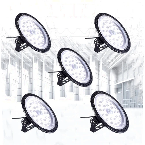 Chunnuan UFO LED High Bay Lights 100W 5 Packs,50000LM 6500K Daylight High Bay LED Shop Lights,Waterproof High Bay Lighting,LED Shop Lights for Factory Warehouse Workshop