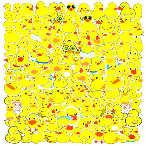 Sabary 200 Pcs Duck Stickers Bulk Cute Yellow Duck Waterproof Vinyls Stickers Decal Gifts for Water Bottles Sticker for Teen Laptop Luggage Phone Skateboard Refrigerators Guitar