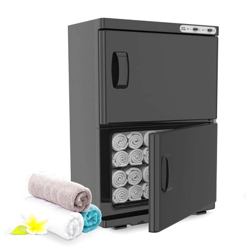 SalonDepot Hot Towel Warmer Professional Double Cabinet Towel Heater, 46L Extra Large Capacity Black Color for Spa Beauty Salon and Restaurant