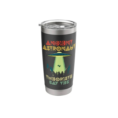 Alien Ancient Astronaut Theorist Tees Dressed4Duty Ancient Astronaut Theorists Say Yes - Alien Head Theorist Stainless Steel Insulated Tumbler