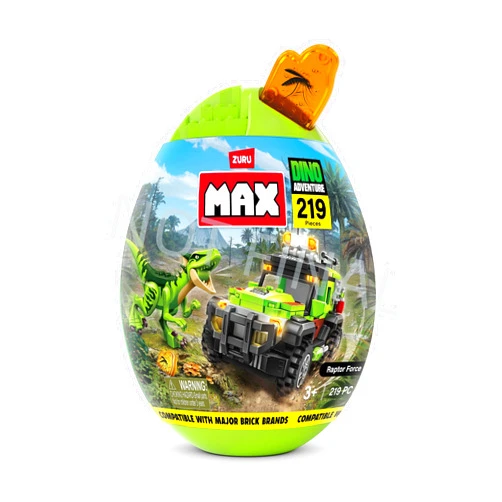 ZURU Max Build More 219 Pc Dino Escape Series 1 Brick Set for Kids 3+ Create Dino Vehicles and More UNbox, Discover, Build