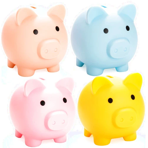 ZEAYEA 4 Pieces Cute Plastic Pig Money Bank, Unbreakable Saving Money Box Coin Bank for Boys Girls Adults, Plastic Piggy Bank Practical Gifts for Birthday, Christmas, New Year