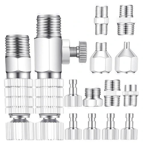 Hotop 14 Pieces Airbrush Adapter Set Airbrush Quick Disconnect Fittings Hose Quick Release Adapter for Air Compressor