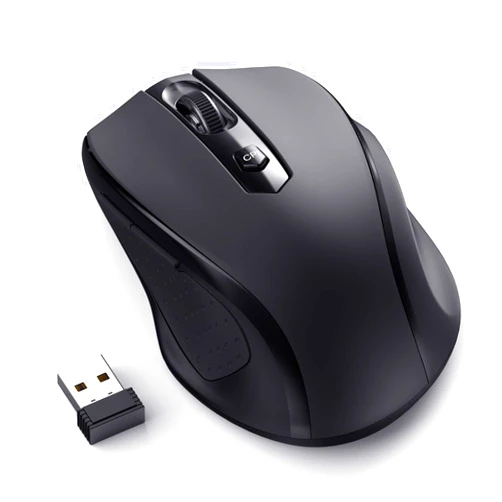 Tmaine Wireless Mouse for Laptop, 2,4G Mobile Computer Mouse with USB Receiver, 2400 DPI - Highest Level, 6 Buttons for Notebook, PC, Laptop, Desktop,Computer, Chromebook, MacBook - Black