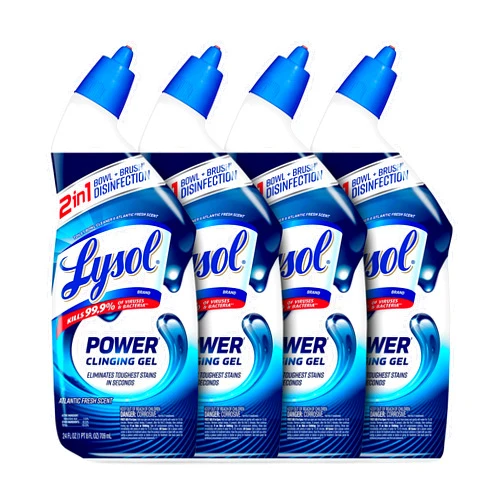 LYSOL Power Toilet Bowl Cleaner Gel, For Cleaning and Disinfecting, Stain Removal, 24 Fl oz (Pack of 4)