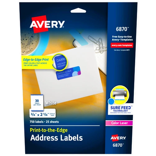 Avery Print-to-The-Edge Printable Address Labels with Sure Feed, 0.75