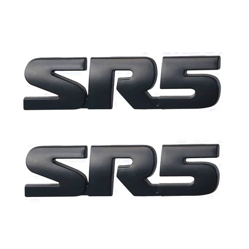BYOBYO 2Pcs 3D SR5 Car Emblem, Universal Black Badge Car Sticker Decals 3D Metal Logo Badge Car Sticker Replacement Adhesive Emblem Stickers Compatible with Toyota Tundra Accessories