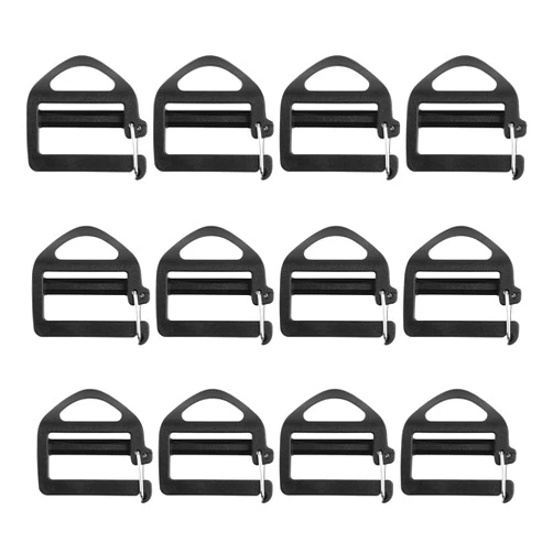 Trinkrittey 12 Pcs Webbing Hook Clip 25mm 1 Inch Strap Belt Buckle with Open Lock Free Adjustable Plastic Webbing Sliding Button Bulk for Backpack Buckles Outdoor Equipment Repair Replacement