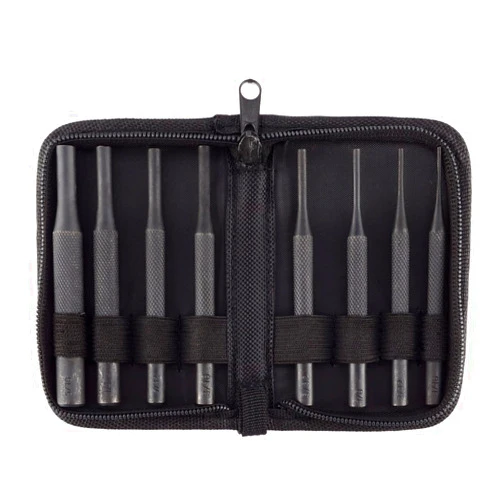 BOOSTEADY 8 Pieces Gunsmith Grip Pin Punch Tool Set in Zippered Organizer Carry Case for Woodwork Machinery Repairs and Crafts