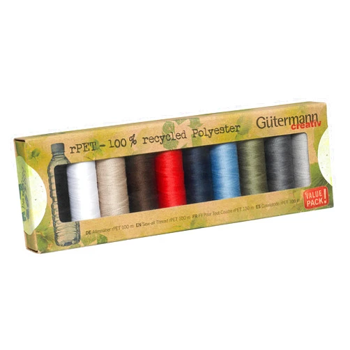 Gütermann Gutermann 100% Recycled Polyester Sew-All Thread 100-10 Basic Coloured Reels, One Size, Multi