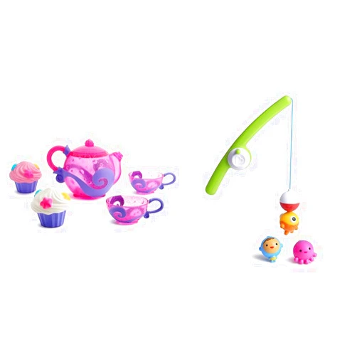 Munchkin® Bath Tea and Cupcake Set Toddler Bath Toy & ® Fishin'™ Magnetic Baby and Toddler Bath Toy, 4pc Set
