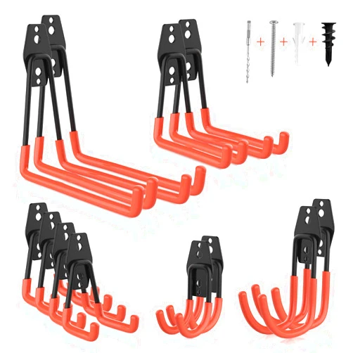 Zalava Garage Hooks Heavy Duty, Steel Garage Storage Hooks, 12-Pack Steel Utility Double Hooks for Garage Hanging Power Tool, Wall Mount Garage Organizer, Bike, Ladders, or Bulk Items, 12 Pack