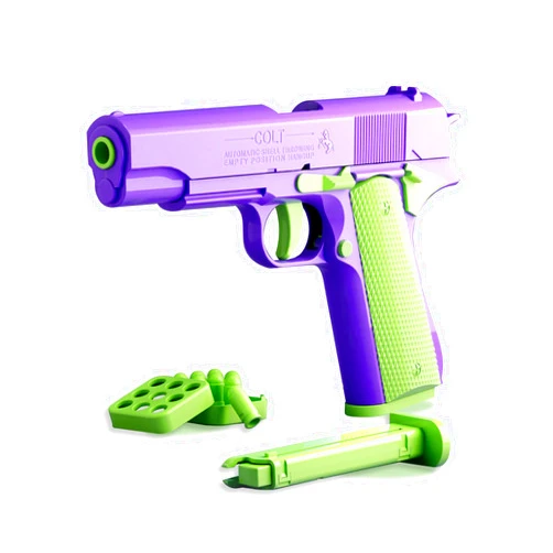 GAIGISFUR 1911 3D Printed Toy Pistol,Soft Bullet Toy Gun for Boys,9inch,Stress-Relieving Toys for People with ADHD, Anxiety, and Depression(Purple&Green)