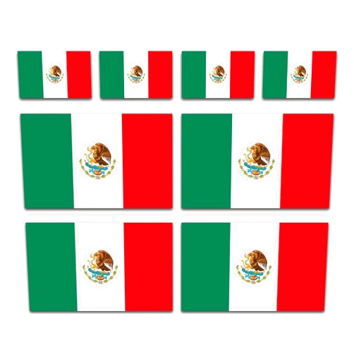 Sticky Expressions | Mexican Flag Sticker (8 Pcs) [Sizes: 4 stickers: 4.3x2.6 in, 4 stickers: 2.2x1 in] – Strong Adhesive, Durable, Waterproof Mexico Flag Stickers – Perfect Mexico decals for trucks, laptops, tumbler and others