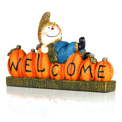 Shellwei Scarecrow Thanksgiving Decor Gift Fall Pumpkin Welcome Figurines Resin Table Decor Fall Tiered Tray Decorations for Halloween Thanksgiving Indoor Outdoor Decorations