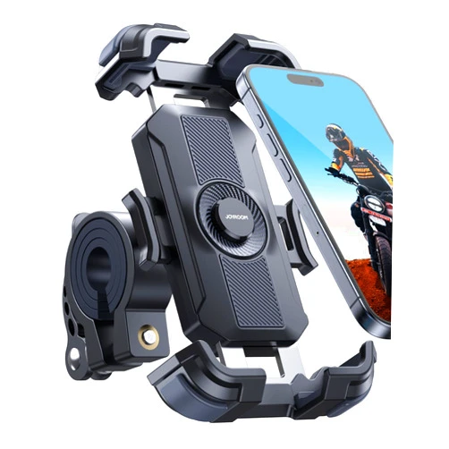 JOYROOM Motorcycle Phone Mount, 2024 Upgrade [Metal Tie Rod][1s Auto Lock] Bike Phone Holder Mount Handlebar Clamp - [No Shake] Bicycle E-Bike Scooter Phone Holder for iPhone 15/14 Pro Max and so on
