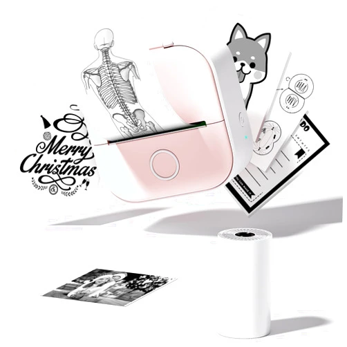 PokeLabel Sticker Printer, T02 Print Pod Mini Printer with 1 Paper Roll, Small Inkless Printer, Portable Bluetooth Pocket Note Buddy Printer, Sticker Maker Machine for Gift, Journal, Note, Plan, Early Education