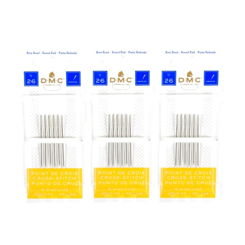 DMC 3 Pack DMC Size 26 Cross Stitch Needles (Total 18 Needles) - New Package
