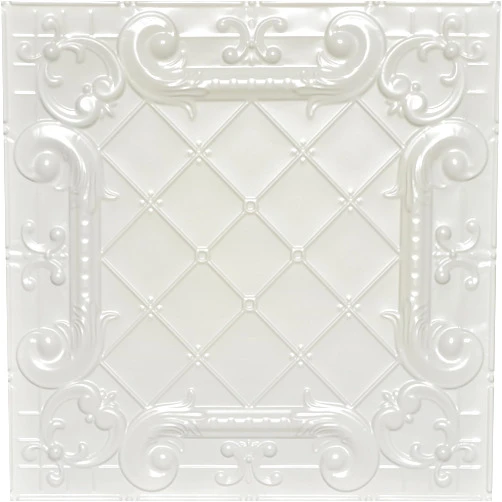 Shanko SKPC502 Romeo, Romeo Stamped Metal Nail-up Tin Ceiling Tile (Covers/ 48 sq. ft.), Eggshell White, Pack of 12