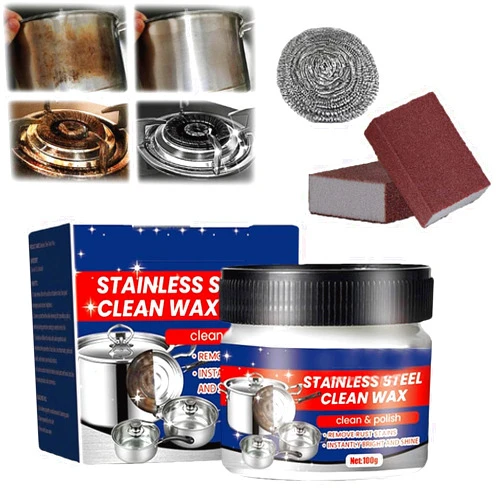 Hwqsad Magical Nano-Technology Stainless Steel Cleaning Paste,Multi-Purpose Powerful Cookware Decontamination Rust Removal,Surface Safe, No Residue (1pc)