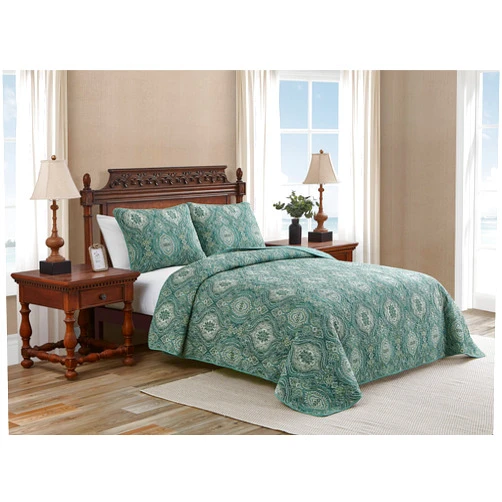 Tommy Bahama Quilt Set Reversible Cotton Bedding with Matching Shams, All Season Home Decor, King, Turtle Cove Green
