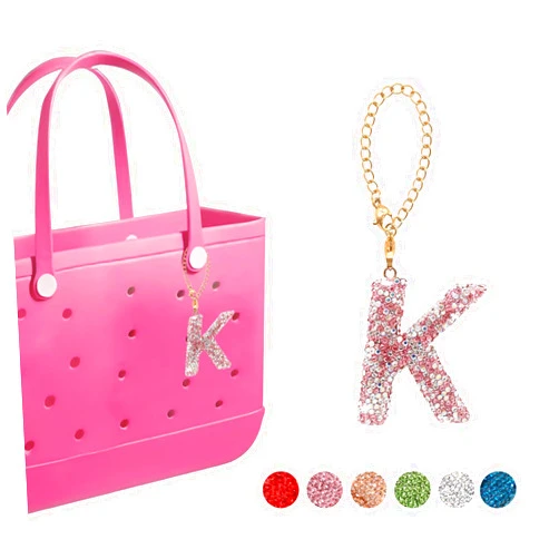 PROHUIA Bag Charms for Bogg Bag Accessories, Diamond Letter Charms for Bogg Bag，Alphabet Lettering Charm for Bogg Bags Accessories, Decorative Letter Attachment for Bogg Beach Bags Handbags Tote Bag, Gift for Women Girls