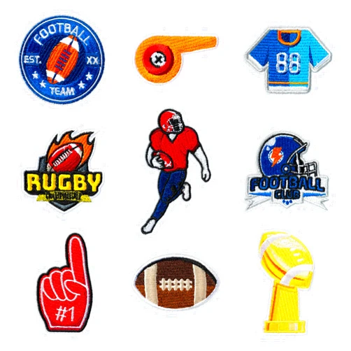Kirako 9 Pcs Football Embroidery Patches Colorful Helmet Jersey Whistle Sew on/Iron on Embroidered Applique Repair Patch DIY Craft Accessories Gifts for Rugby Sports Fans Clothing Jacket Jeans Backpack Hat