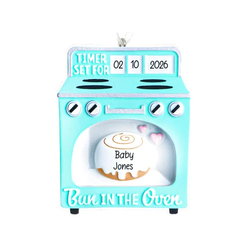 UniqXmas Personalized Pregnant Christmas Ornament 2025 | Bun in The Oven Xmas Tree Decor, Baby on The Way Coming Soon, Pregnancy Announcement | Custom Bump’s First Xmas We're Expecting Keepsake Gift