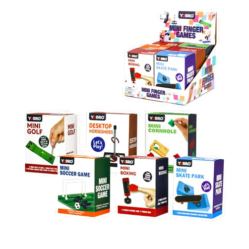 YOBRO Mini Finger SportsGame Set - with Mini Golf/Mini Boxing/Mini Cornhole/Desktop Horseshoes/Mini Soccer Game/Mini Skate Park,Office Desktop Sports Fan Game 6-Piece Set