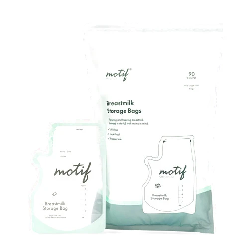 Motif Medical, Milk Storage Bags, 6 oz Milk Freezer Bag with Easy Pour Spout, BPA Free, Write-On Label - 90 Count