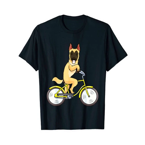 Belgischer Schäferhund Malinois Geschenk Malinois Dog with Bicycle Bike Rider T-Shirt