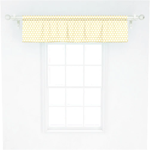 Ambesonne Yellow and White Window Valance Pack of 2, Hexagonal Pattern Honeycomb Beehive Simplistic Geometrical Monochrome, Rod Pocket Curtain Valances for Kitchen Bedroom, 54