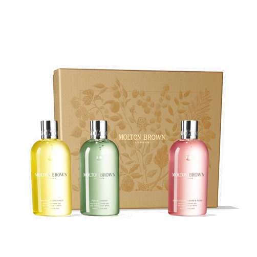 Molton Brown Floral & Green Body Wash Gift Set for Women - Trio of 10 fl. oz. Bath & Shower Gel, Luxury Scented Body Care Beauty Set, Mothers Day