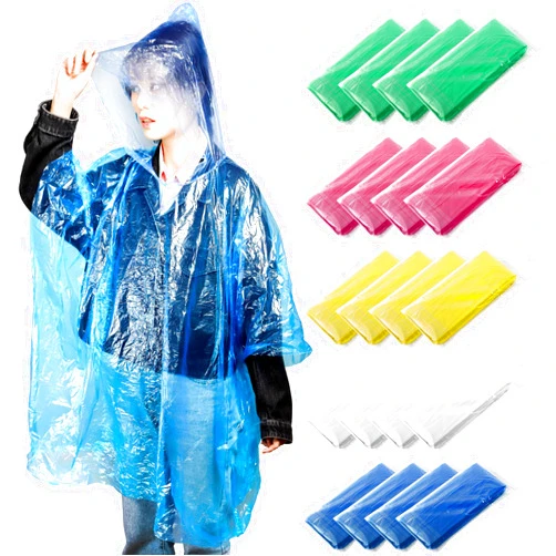 Cididu 20 Pack Disposable Rain Ponchos for Adults, Clear Plastic Emergency Raincoats with Hood, Individually Wrapped Bulk Rain Ponchos Waterproof Family Pack Camping