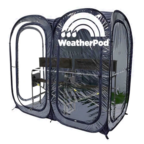 Under The Weather WeatherPod® The Original Shark Tank Side-by-Side™ 2-4 Person Pop-Up Pod - Stay Warm, Dry, and Out of The Sun - Weather Pod for Sports, Rain, or Wind - Simple to Set Up and Tear Down