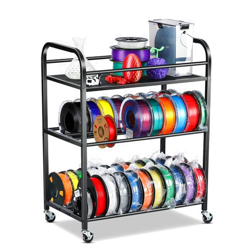 AHOWPD 3D Printer Filament Storage Rack- Rolling Filament Spool Holders Racks with Wheels, Heavy Duty Metal Shelf for PLA/ABS/TPU/Nylon, Filaments Organzied for 3D Printing Studio, Office Workshop