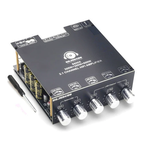 DAJUNGUO S600X 2.1 Channel Amplifier Board 300W+300W+600W Power Output,TPA3255 Chip,Bluetooth 5.2,Black
