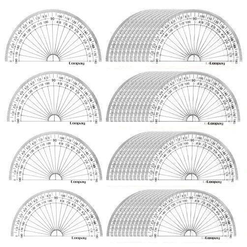 Coopay 48 Pack Plastic Protractors Student Math Clear Protractor Set 180 Degrees for Angle Measurement, 4 Inches