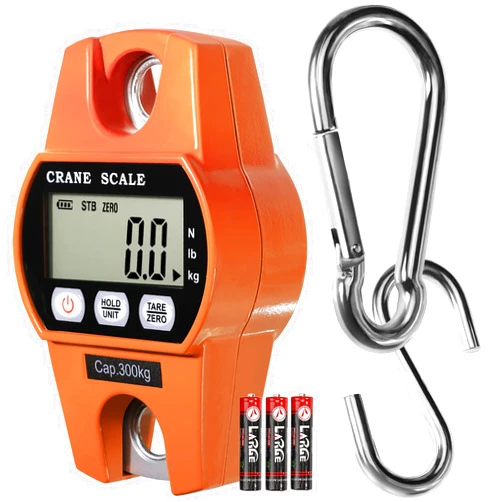 GRAM PRES Digital Hanging Scale 660 Lb 300 Kg Hanging Digital Scale, Handheld Mini Crane Scale with Hooks for Farm Hunting Fishing Outdoor